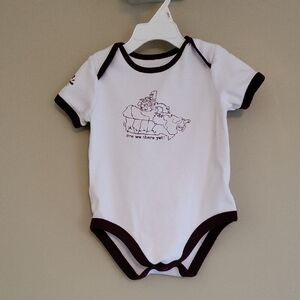 Hudson's Bay white and burgundy onesie/bodysuit